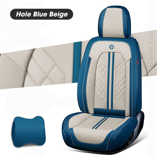 Leather Seat Covers For All Cars (GK02) | Hole Blue Beige