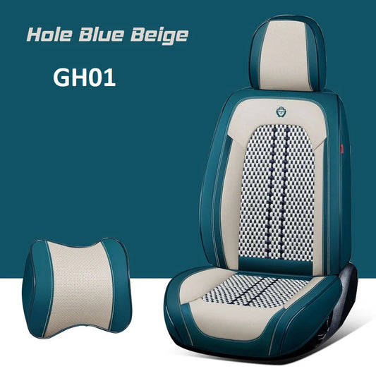 Leather Seat Covers For All Cars (GH01) | Hole Blue Beige