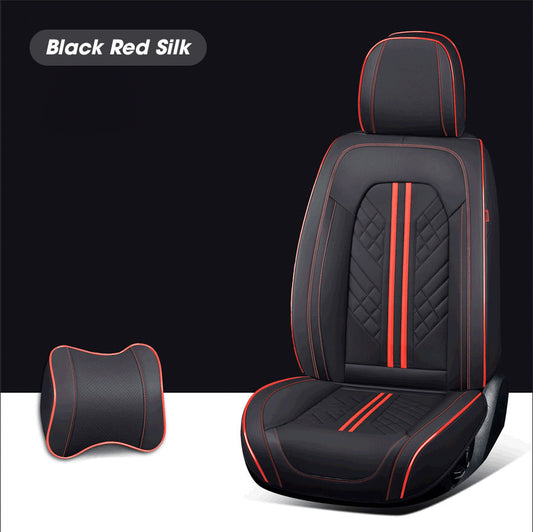 Leather Seat Covers For All Cars (GK02) | Black Red Silk