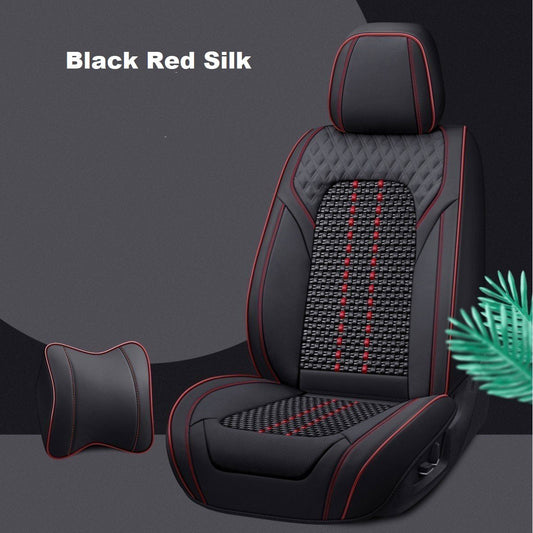 Leather Seat Covers For All Cars (GX01) | Black Red Silk