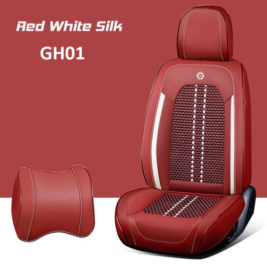 Leather Car Seat Covers (GH01) | Red White Silk