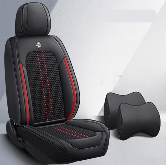 Leather Car Seat Covers (GH01) | Black Red Silk