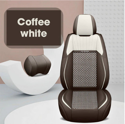 Leather Seat Covers For All Cars (GV01) | Coffee White