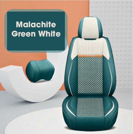 Leather Seat Covers For All Cars (GV01) | Malachite Green White